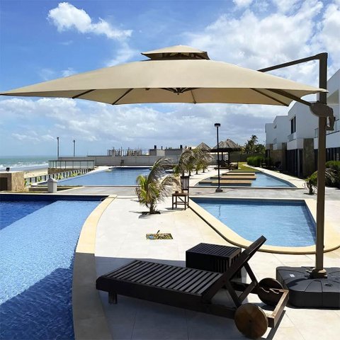 Ombrelone com Base 120l Acabamento Escovado Sofisticado para Piscina e Hotel