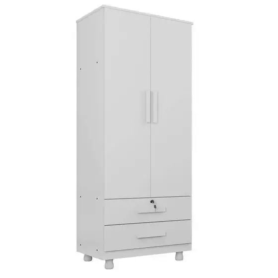 Roupeiro Lanza Modena 2 Portas 2 Gavetas Solteiro - Branco