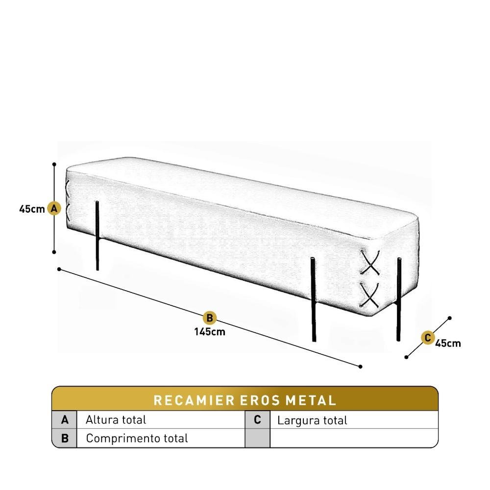 Recamier Banco Eros Luxo Bronze Castellar Móbile Corino Off White - 3