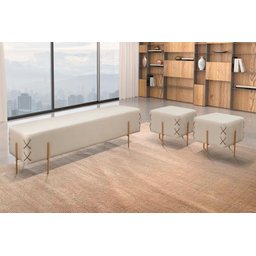 Recamier Banco Eros Luxo Bronze Castellar Móbile Corino Off White - 2