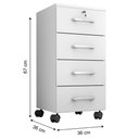 Ver imagem 4 de Gaveteiro Gávea 4 Gavetas Branco Trama com Rodízios - Móveis Leão