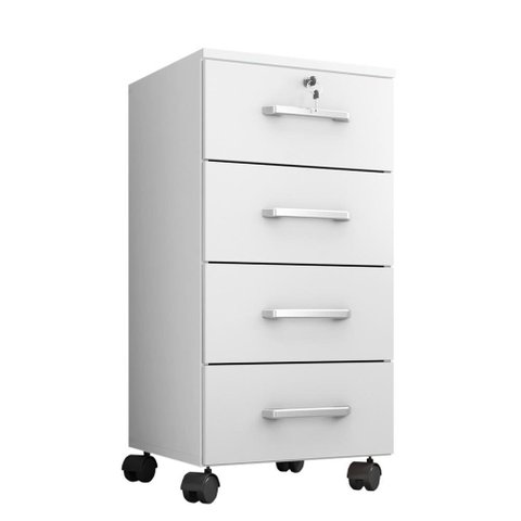 Gaveteiro Gávea 4 Gavetas Branco Trama com Rodízios - Móveis Leão