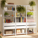 Ver imagem 1 de Estante Armário Multiuso para Livros 6 Gavetas 12 Prateleiras 210 cm Branco Valencia Madesa Xa