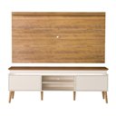 Ver imagem 4 de Kit Conjunto Rack Mdf Fita Led Painel Tv até 75 Polegadas Prateleira Sala Marrom Madeira Off White