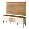 Kit Conjunto Rack MDF Fita LED Painel TV Até 75 Polegadas Prateleira Sala Marrom Madeira Off White - 5
