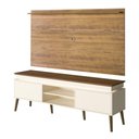 Ver imagem 5 de Kit Conjunto Rack Mdf Fita Led Painel Tv até 75 Polegadas Prateleira Sala Marrom Madeira Off White