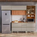 Ver imagem 2 de Cozinha Modulada Proença 4 Peças com Aéreo 120cm Ripado Nogueira Touch/nude Prime Tx - Demartêz