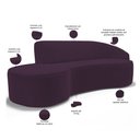 Ver imagem 3 de Sofá 3 Lugares Curvo Sala de Estar Living Firenze Direito D02 Veludo Roxo 230 cm C-292 - Lyam