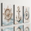 Ver imagem 1 de Kit3 Quadro Decorativo Marítimo Náutico Barco Ancora Praia Mar 40x28cm