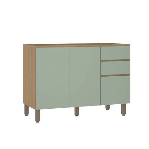 Balcão Modulado 120cm (sem Tampo) de Pia 2 Portas 3 Gavetas Slim Luciane