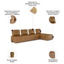 Ver imagem 3 de Sofá 4 Lugares com Chaise 296cm Rovier Sintético Caramelo Z32 - Mpozenato