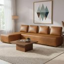 Ver imagem 1 de Sofá 4 Lugares com Chaise 296cm Rovier Sintético Caramelo Z32 - Mpozenato