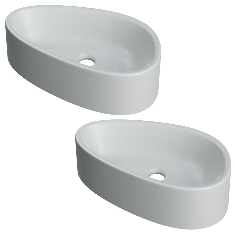 Kit 02 Cubas de Apoio Gota para Banheiro Lavabo C01 Bg43w Cinza Matte Fosca - Lyam - 1