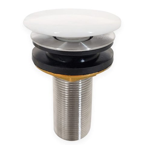 Válvula Click 7/8 Cerâmica Branca Inox Ralo Pia Banheiro 3cm Lavabo