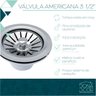 Válvula Americana 3 1/2 para Cuba Pia Cozinha Ralo Inox Abs - 6