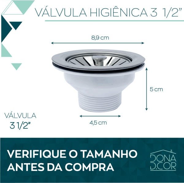 Válvula Americana 3 1/2 para Cuba Pia Cozinha Ralo Inox Abs - 2