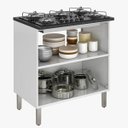 Ver imagem 5 de Conjunto Balcão para Cooktop 5 Bocas 2 Portas com Armário Aéreo Horizontal 1 Porta Itatiaia