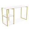 Mesa Diretor Office Escritório Nicola 120 Dourado e Branco - 1