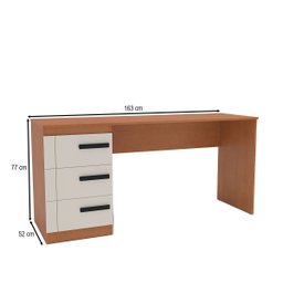 Mesa para Escritório Lisboa 3 Gavetas Creme/freijó - Politorno - 3