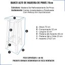 Ver imagem 2 de Banqueta Alta Quadrada 70cm Madeira de Pinus sem Pintura Natural Resistente Maciça Banco Banquinho