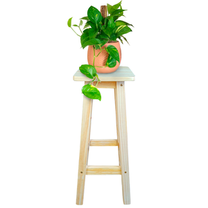 Banqueta Alta Quadrada 70cm Madeira de Pinus sem Pintura Natural Resistente Maciça Banco Banquinho