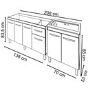 Ver imagem 2 de Balcão Armário Gabinete para Pia 138 Cm Camila e Balcão para Cooktop 5 Bocas Fran Branco