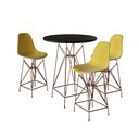 Ver imagem 1 de Jogo Mesa Bistrô Eames Preta 60Cm 3 Banquetas Amarela Base Ferro Cobre - Cor: Preto