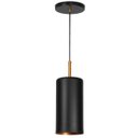 Ver imagem 1 de Lustre Pendente Bilboquê Cilindrico Preto com Cobre