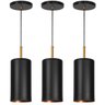 Kit 3 Lustres Pendente Bilboquê Cilindrico Preto Com Cobre - 1