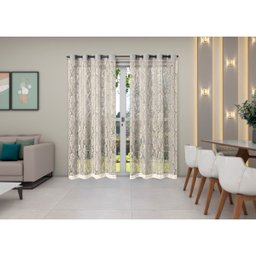 Cortina Renda 4,00m X 2,50m Sala Quarto Janela Apartamento Oxford Cozinha Decorativa Cinza - 3