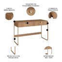 Ver imagem 3 de Escrivaninha Mesa com 2 Gavetas 125cm Mario Hanover/dourado A10 - Mpozenato