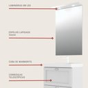 Ver imagem 5 de Gabinete para Banheiro com Cuba e Espelheira 60cm Retro Mdf Branco Milano - On Móveis