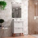 Ver imagem 1 de Gabinete para Banheiro com Cuba e Espelheira 60cm Retro Mdf Branco Milano - On Móveis
