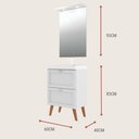 Ver imagem 4 de Gabinete para Banheiro com Cuba e Espelheira 60cm Retro Mdf Branco Milano - On Móveis