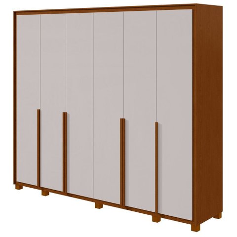 Guarda-Roupas Casal 6 Portas 8 Gavetas com Pés 100% MDF Imperatore - Lp - Rei de Casa Frassino/Off W