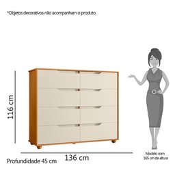 Cômoda Doble 8 Gavetas Off White/cinamomo - Móveis Albatroz - 5