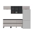 Ver imagem 2 de Cozinha Modulada 5 Peças 7 Portas 5 Gavetas MDF Dodradiça Slow Motion Lúmina Itatiaia Cinza/Grafite/Fendi