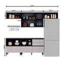 Ver imagem 3 de Cozinha Modulada 5 Peças 7 Portas 5 Gavetas MDF Dodradiça Slow Motion Lúmina Itatiaia Cinza/Grafite/Fendi
