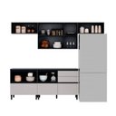 Ver imagem 4 de Cozinha Modulada 5 Peças 7 Portas 5 Gavetas MDF Dodradiça Slow Motion Lúmina Itatiaia Cinza/Grafite/Fendi