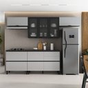 Ver imagem 1 de Cozinha Modulada 5 Peças 7 Portas 5 Gavetas MDF Dodradiça Slow Motion Lúmina Itatiaia Cinza/Grafite/Fendi