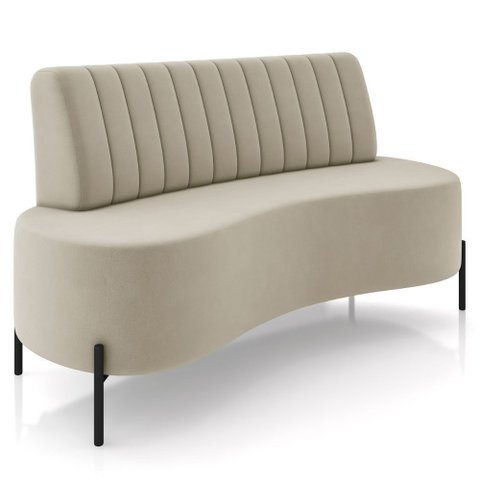 Sofá Chaise 2 Lugares Sala Living 160cm Pés Industrial Cayman K01 Veludo Bege - Lyam Decor