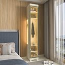 Ver imagem 7 de Módulo Guarda-Roupa com Nicho e LED 1 Porta MDF Imperatriz Bege/Off White