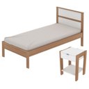 Ver imagem 1 de Cama Solteirocm8004 e Mesa de Cabeceira Az1016 Qt2 Amendoa Branco Tecno Mobili