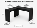 Ver imagem 4 de Mesa em L 1200 x 1500 mm Auxiliar - Linha Studio: Preto