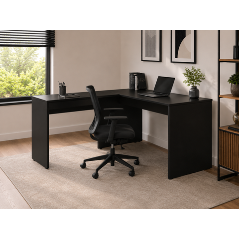 Mesa em L 1200 x 1500 mm Auxiliar - Linha Studio: Preto