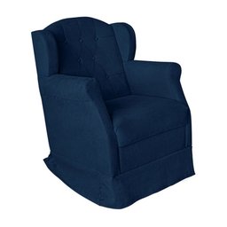 Poltrona Cadeira Amamentação Balanço Conforto Suede Manuela:Azul Marinho - 1