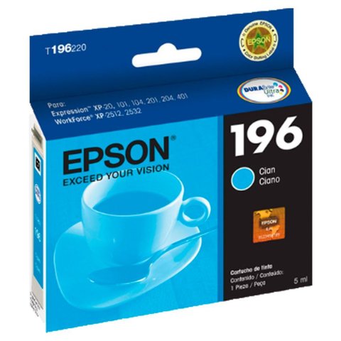CARTUCHO DE TINTA EPSON T196220 T196 CIANO | XP101 XP201 XP214 XP401 XP411 WF-2532 | compatível 4ML 