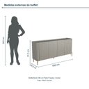 Ver imagem 3 de Buffet Bend 180 cm Porta Frisada Incolar Grigio com Pé Dourado