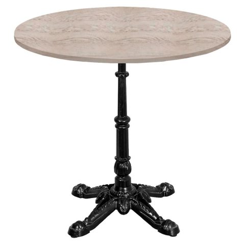 Base de Mesa Apus em Ferro Preto 75 Cm (alt) Tampo Mdp Redondo Castanheira 80cm (larg) X 2,5cm Alt