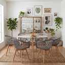 Ver imagem 1 de Kit Mesa Eames Vidro 110cm + 6 Cadeiras Web Wood - Seat&Co